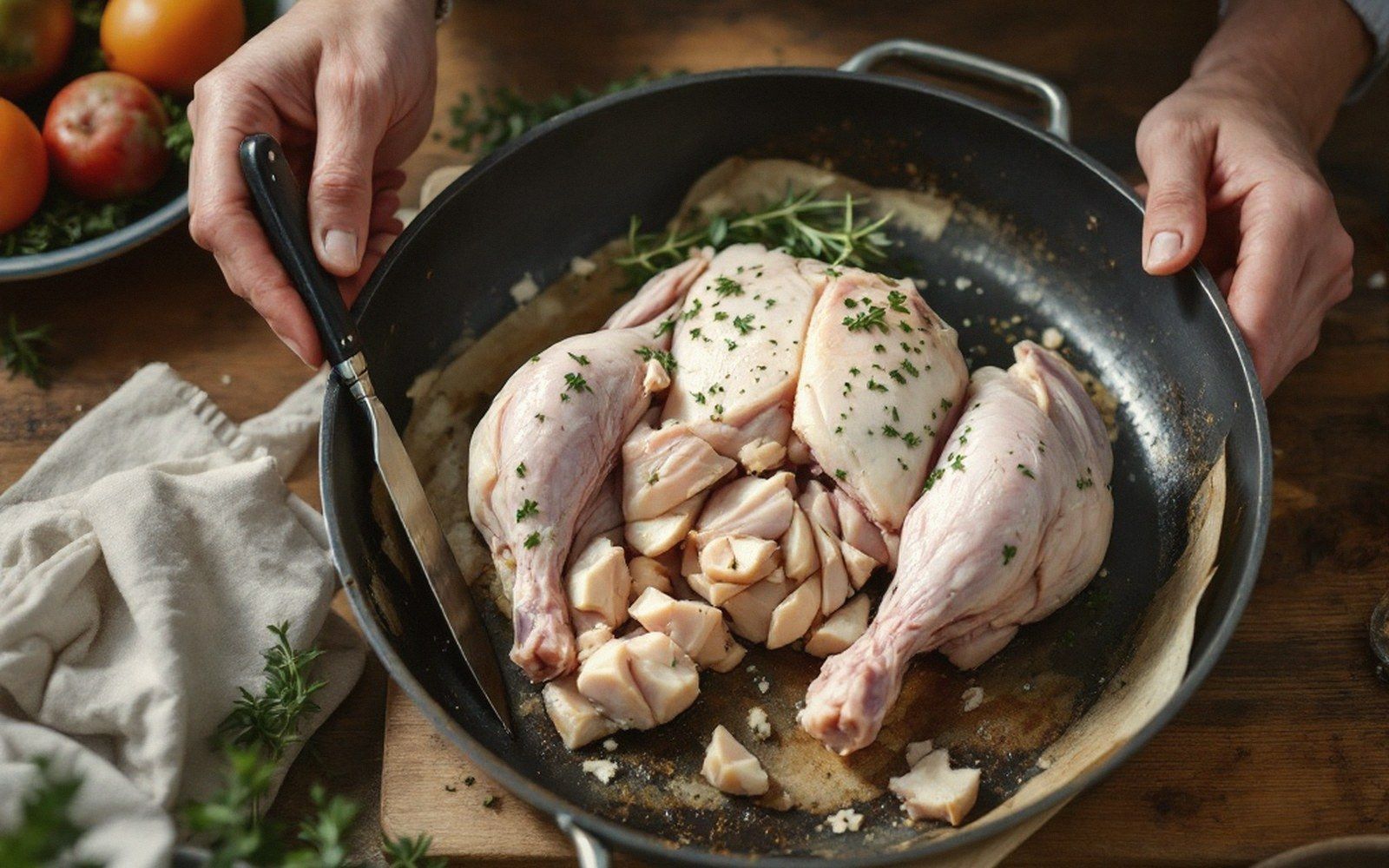Deglazing lifts the fond into the sauce while the pan is still hot.